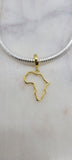 Golden Africa African Map Heart Charm 925 Silver Charm European style Bracelet Necklace Charm charm South African charm Gold Plated