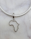 Silver Africa African Map Heart Charm 925 Silver Charm European style Bracelet Necklace Charm 925 Charm Africa charm South African charm