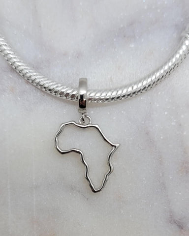 Silver Africa African Map Heart Charm 925 Silver Charm European style Bracelet Necklace Charm 925 Charm Africa charm South African charm