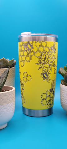 Honey Bees 20oz Double Wall Insulated Tumbler Travel mug Custom Seamless Tumbler,