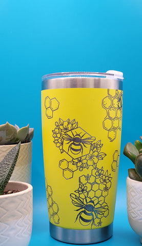 Honey Bees 20oz Double Wall Insulated Tumbler Travel mug Custom Seamless Tumbler,