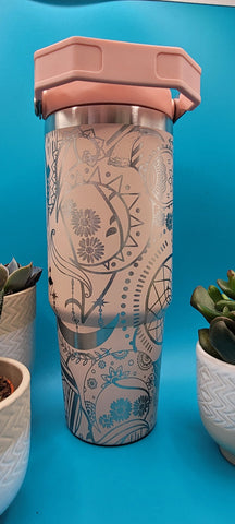 Boho Paisley Love Laser Engraved 30oz Double Wall Insulated Tumbler Custom Engraved Seamless Tumbler