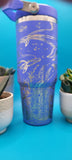 Dolphins Ocean Scene Laser Engraved 30oz Double Wall Insulated Tumbler Custom Engraved Seamless Tumbler, Sea, beach, Vaccation