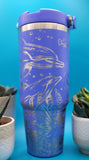 Dolphins Ocean Scene Laser Engraved 30oz Double Wall Insulated Tumbler Custom Engraved Seamless Tumbler, Sea, beach, Vaccation