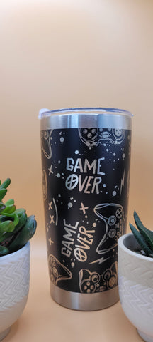 Gaming mug Laser Engraved 20oz Double Wall Insulated Tumbler Travel mug, custom Seamless Tumbler ,Gift for dad, Gamer,teenager gift