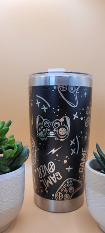 Gaming mug Laser Engraved 20oz Double Wall Insulated Tumbler Travel mug, custom Seamless Tumbler ,Gift for dad, Gamer,teenager gift