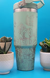 Butterflies Blooming Garden Laser Engraved 30oz Double Wall Insulated Tumbler Custom Seamless Tumbler