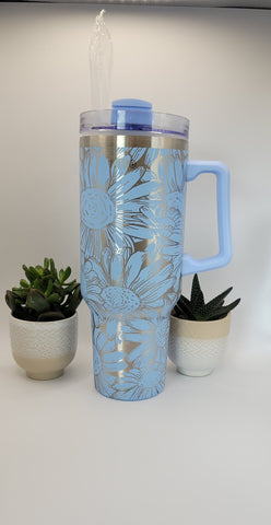 Daisy Blooming Garden 40oz Double Wall Insulated Tumbler with Handles Gift for mom, Granny, sister, Niece, Teacher gift, Flower lover