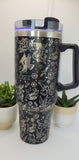 Old school Tattoos 40oz Double Wall Insulated Tumbler with Handles Gift for mom, Granny, sister, Niece, Teacher gift, Tattoo