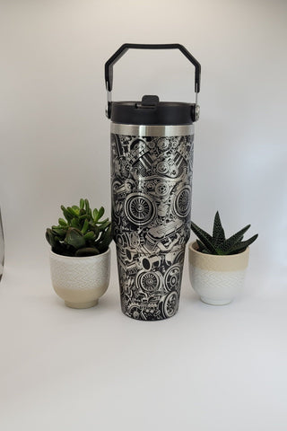 Car Parts, auto Mechanic, auto gear  Laser Engraved Custom Seamless 30oz Double Wall Insulated Tumbler