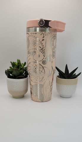 Boho Paisley Love Laser Engraved 30oz Double Wall Insulated Tumbler Custom Engraved Seamless Tumbler