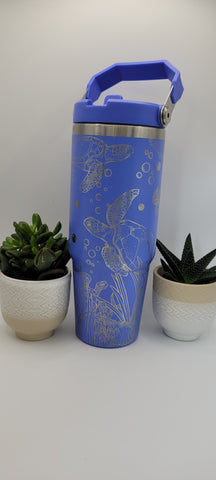 Under the sea, turtles, ocean Laser Engraved 30oz Double Wall Insulated Tumbler Custom Seamless Tumbler