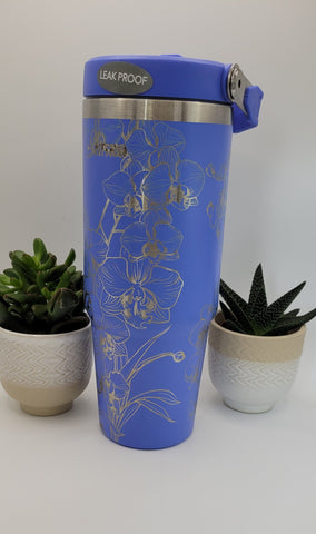 Orchid, flowers, floral Laser Engraved 30oz Double Wall Insulated Tumbler Custom Seamless Tumbler