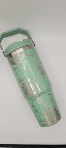 Sunflowers Blooming Garden Laser Engraved 30oz Double Wall Insulated Tumbler Custom Seamless Tumbler