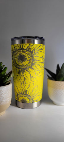 Sunflowers Laser Engraved 20oz Double Wall Insulated Tumbler Travel mug,Seamless Tumbler ,Gift for mum