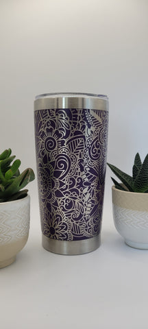 Mandala Laser Engraved 20oz Double Wall Insulated Tumbler Travel mug,Seamless Tumbler ,Gift for Mum, Aunty, Daughter, Friend, Teacher