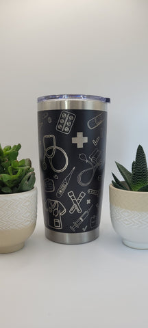 Nurse NHS gift Laser Engraved 20oz Double Wall Insulated Tumbler Travel mug,Seamless Tumbler ,Gift for Mum, Aunty, Daughter, Friend, Teacher