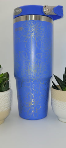 Dahlias Blooming Garden Laser Engraved 30oz Double Wall Insulated Tumbler Custom Seamless Tumbler