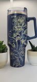 Calla Lilies and Roses floral 40oz Double Wall Insulated Tumbler with Handles Gift for mom, Granny, sister, Niece, Teacher gift, Garden gift