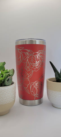 Peonies Flowers gift Laser Engraved 20oz Double Wall Insulated Tumbler Travel mug,Seamless Tumbler ,Gift for mum,daughter, sisiter