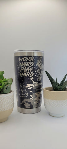 Gym Work Hard Laser Engraved 20oz Double Wall Insulated Tumbler Travel mug,Seamless Tumbler ,Gift for mum,daughter, Gym buddy Dad