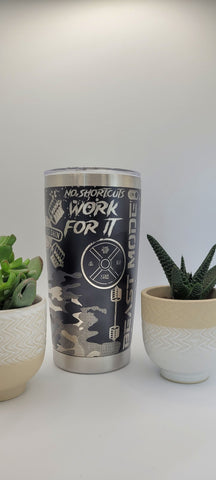 Gym Work Hard Laser Engraved 20oz Double Wall Insulated Tumbler Travel mug,Seamless Tumbler ,Gift for mum,daughter, Gym buddy Dad