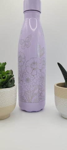 Blooming Garden butterfly water bottle full Laser Engraved 500ml Insulated Water Bottle Custom Gift for sister, daughter, mom, Granny