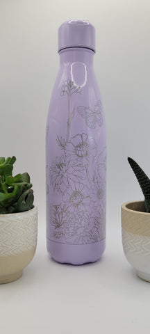 Blooming Garden butterfly water bottle full Laser Engraved 500ml Insulated Water Bottle Custom Gift for sister, daughter, mom, Granny