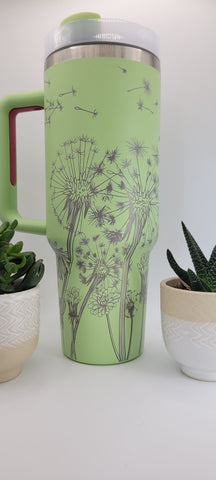 Flowers Dandelion  garden gift 40oz Double Wall Insulated Tumbler with Handles Gift for mom, Granny, sister, Niece, Teacher gift