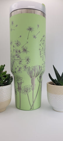 Flowers Dandelion  garden gift 40oz Double Wall Insulated Tumbler with Handles Gift for mom, Granny, sister, Niece, Teacher gift