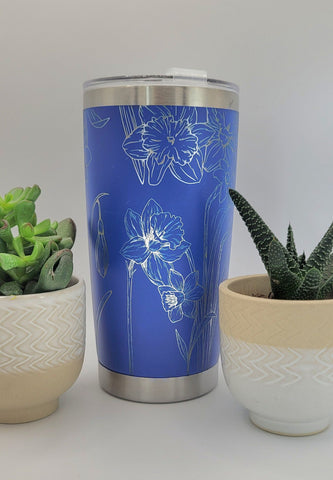 Daffodils flowers garden gift Laser Engraved 20oz Double Wall Insulated Tumbler Travel mug,