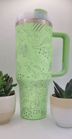 Dinosaur Boys gift 40oz Double Wall Insulated Tumbler with Handles Gift for mom, Granny, sister, Niece, Teacher gift