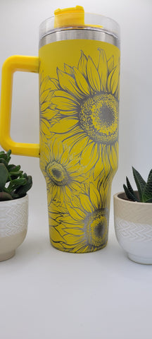 Sunflowers, Garde gift, Floral gift 40oz Double Wall Insulated Tumbler with Handles Gift for mom, Granny, sister, Niece, Teacher gift