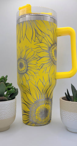 Sunflowers, Garde gift, Floral gift 40oz Double Wall Insulated Tumbler with Handles Gift for mom, Granny, sister, Niece, Teacher gift