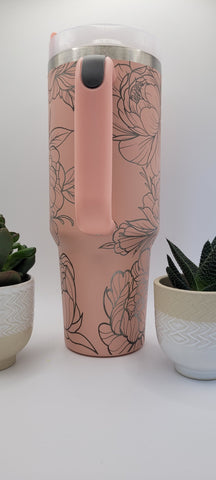 Dahlias, Flower gift 40oz Double Wall Insulated Tumbler with Handles Gift for mom, Granny, sister, Niece, Teacher gift, Garden lover gift