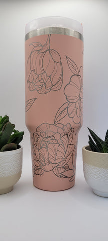 Dahlias, Flower gift 40oz Double Wall Insulated Tumbler with Handles Gift for mom, Granny, sister, Niece, Teacher gift, Garden lover gift