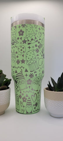 Cute Gnomes ,Flower gift, Hearts gift 40oz Double Wall Insulated Tumbler with Handles Gift for mom, Granny, sister, Niece, Teacher gift