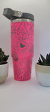 Neon Pink Heart Laser Engraved 30oz Double Wall Insulated Tumbler Custom Seamless Tumbler