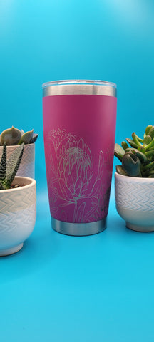 Rotea Laser Engraved 20oz Double Wall Insulated Tumbler Travel mug, custom Seamless Tumbler , Protea Lover, African Protea