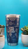 Crochet Laser Engraved 20oz Double Wall Insulated Tumbler Travel mug, custom Seamless Tumbler ,Live Live Crochet