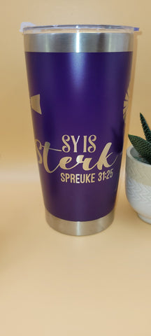 Afrikaans bible verse se is sterk Laser Engraved 20oz Double Wall Insulated Tumbler Travel mug, custom Seamless Tumbler ,Gift for teacher