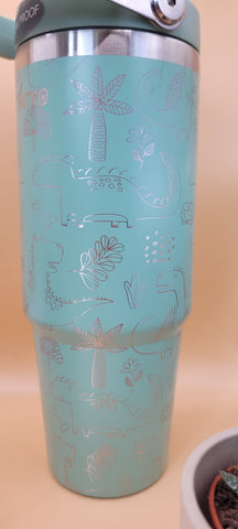 Kids Dinosaur Laser Engraved 30oz Double Wall Insulated Tumbler Custom Engraved Seamless Tumbler