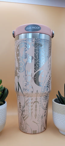 Boho Paisley Love Laser Engraved 30oz Double Wall Insulated Tumbler Custom Engraved Seamless Tumbler