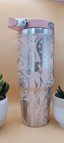 Boho Paisley Love Laser Engraved 30oz Double Wall Insulated Tumbler Custom Engraved Seamless Tumbler