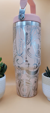 Boho Paisley Love Laser Engraved 30oz Double Wall Insulated Tumbler Custom Engraved Seamless Tumbler