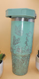 Butterflies Blooming Garden Laser Engraved 30oz Double Wall Insulated Tumbler Custom Seamless Tumbler