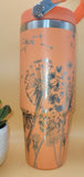 Dandelions Laser Engraved 30oz Double Wall Insulated Tumbler Engraved Tumbler Full Wrap Seamless Design, Double Wall Insulated Cup