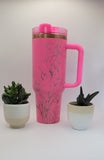 Tiger Lillies | Lilly Floral gift. Pink on copper base  40oz Double Wall Insulated Tumbler with Handles Gift for mom, Granny, sister