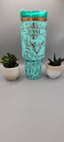 Wild one, dreamer, free soul, western. Teal on copper base  40oz Double Wall Insulated Tumbler with Handles Gift for mom, Granny, sister