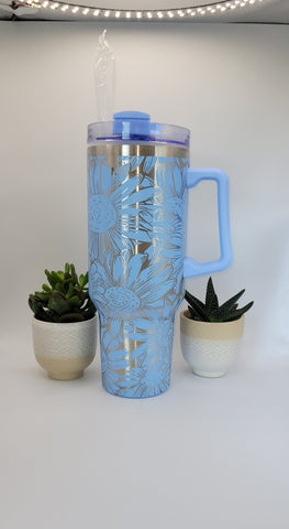 Daisy Blooming Garden 40oz Double Wall Insulated Tumbler with Handles Gift for mom, Granny, sister, Niece, Teacher gift, Flower lover